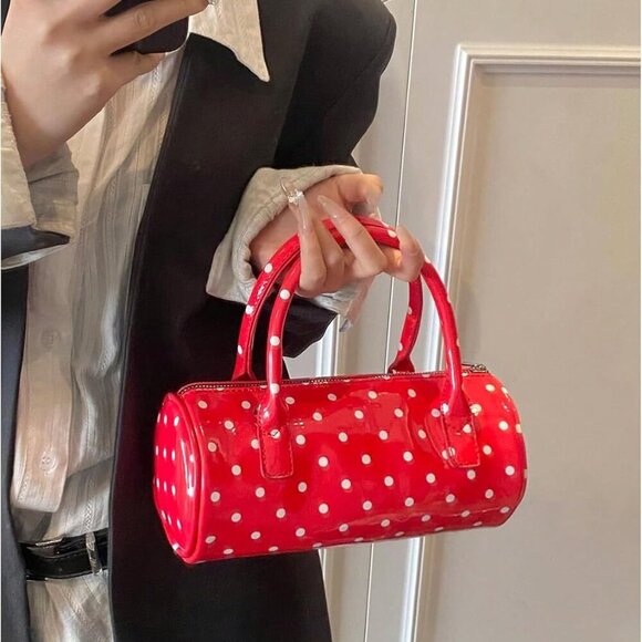 Women's Faux Leather Polka Dots Crossbody Bag Vintage Fashion Clutch - Picture 3 of 5